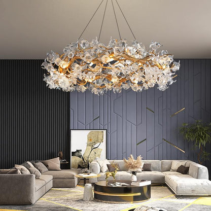 TLL Branch Petal Crystal Round Chandelier