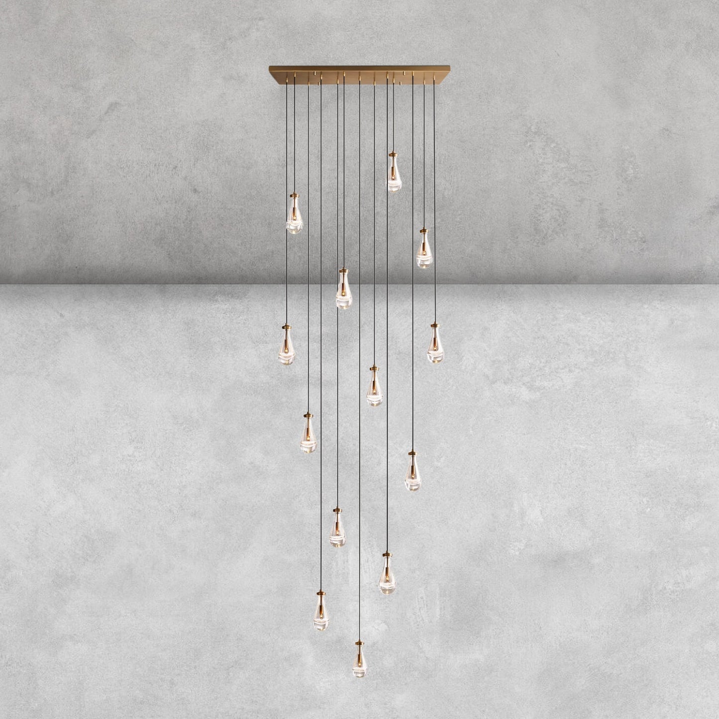 Raindrop Glass Linear Chandelier 54'' 72''