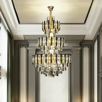 Foyer 3 Layers Extra Large Crystal Chandelier for Living Room Staircase Ceiling Lighting Fixture
