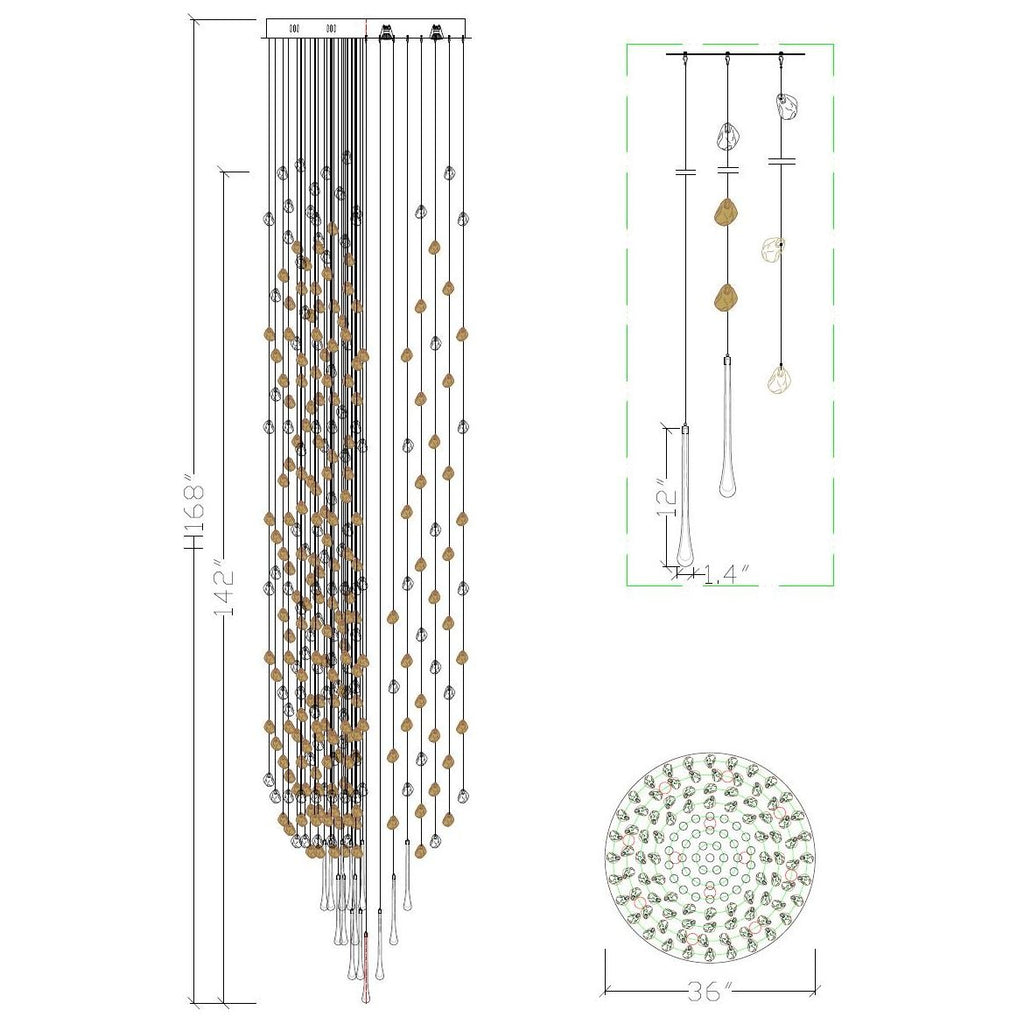 Rainfall Glass Gem Stone Chandelier