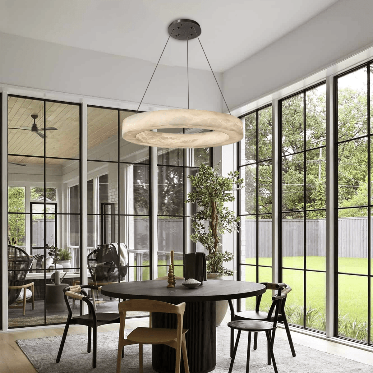 Glacera Alabaster Round Chandelier 19'' 27'' 36'' 60''D