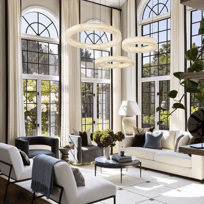 Glacera Alabaster Round Chandelier 19'' 27'' 36'' 60''D