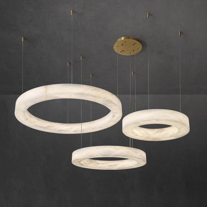 Glacera Alabaster Round Chandelier 19'' 27'' 36'' 60''D