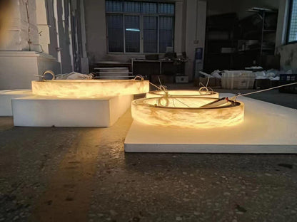 Halo Ring Alabaster Natural Stone Chandelier