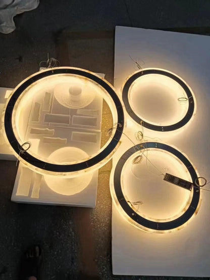 Halo Ring Alabaster Natural Stone Chandelier