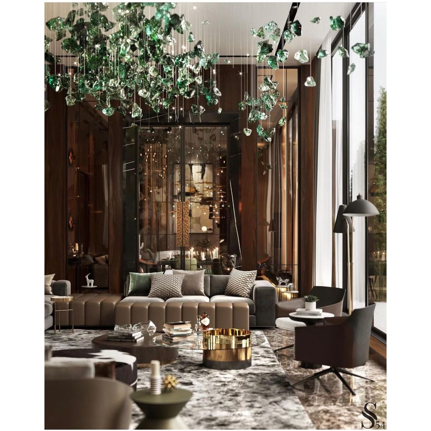 Rainfall Glass Gem Stone Chandelier