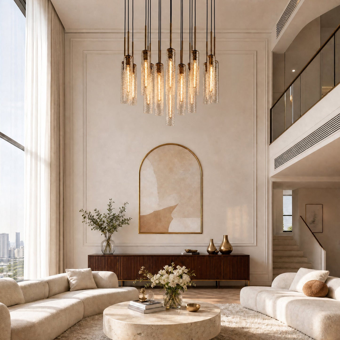 Colleena Hammered Glass Round Chandelier