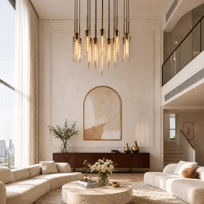Colleena Hammered Glass Round Chandelier