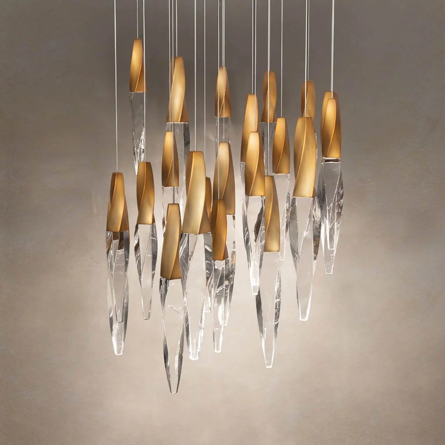 Modern Floating Spiral Crystal Chandelier for High-ceiling