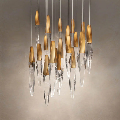 Modern Floating Spiral Crystal Chandelier for High-ceiling