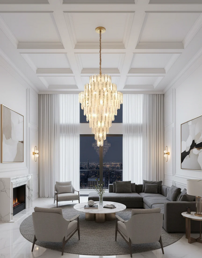 Modern Feather Crystal Chandelier in Chrome/Gold Finish for High/Low-ceiling