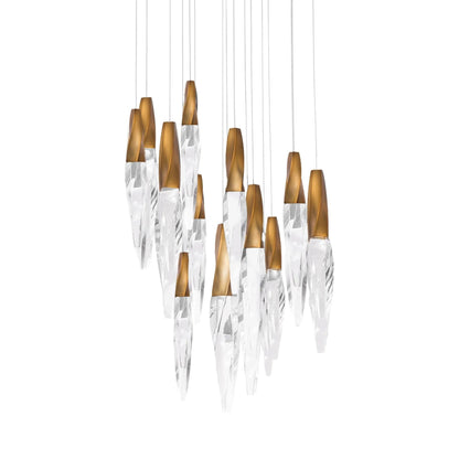 Modern Floating Spiral Crystal Chandelier for High-ceiling