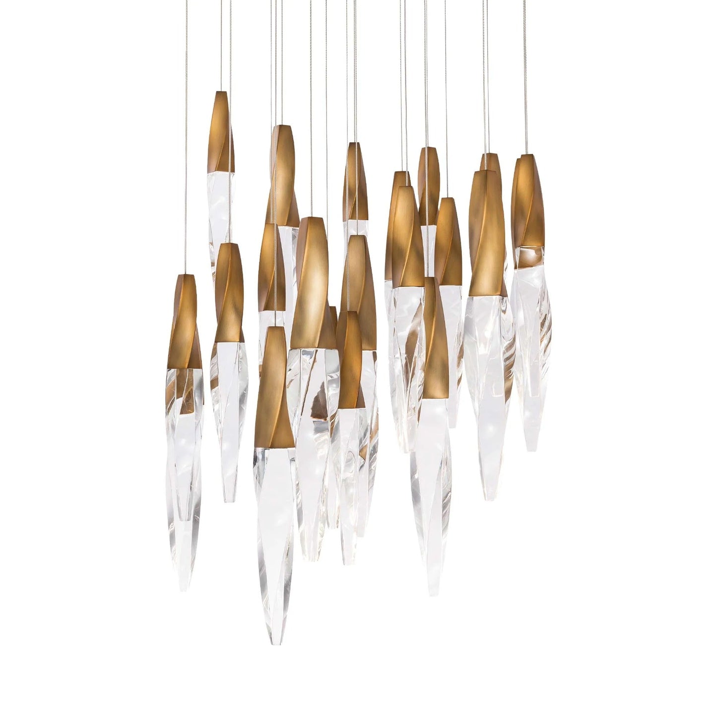 Modern Floating Spiral Crystal Chandelier for High-ceiling