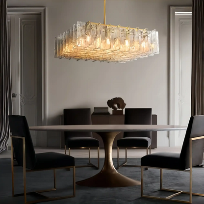 Haetic Clear/Smoke Class Square Chandelier 37''
