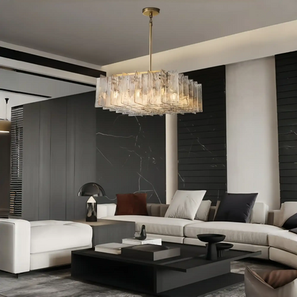 Haetic Clear/Smoke Class Square Chandelier 37''