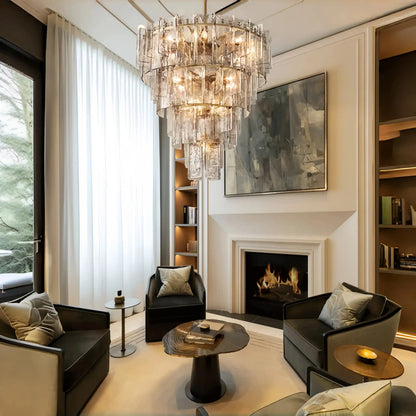 Haetic Glass Tiered Round Chandelier 36'' 47''