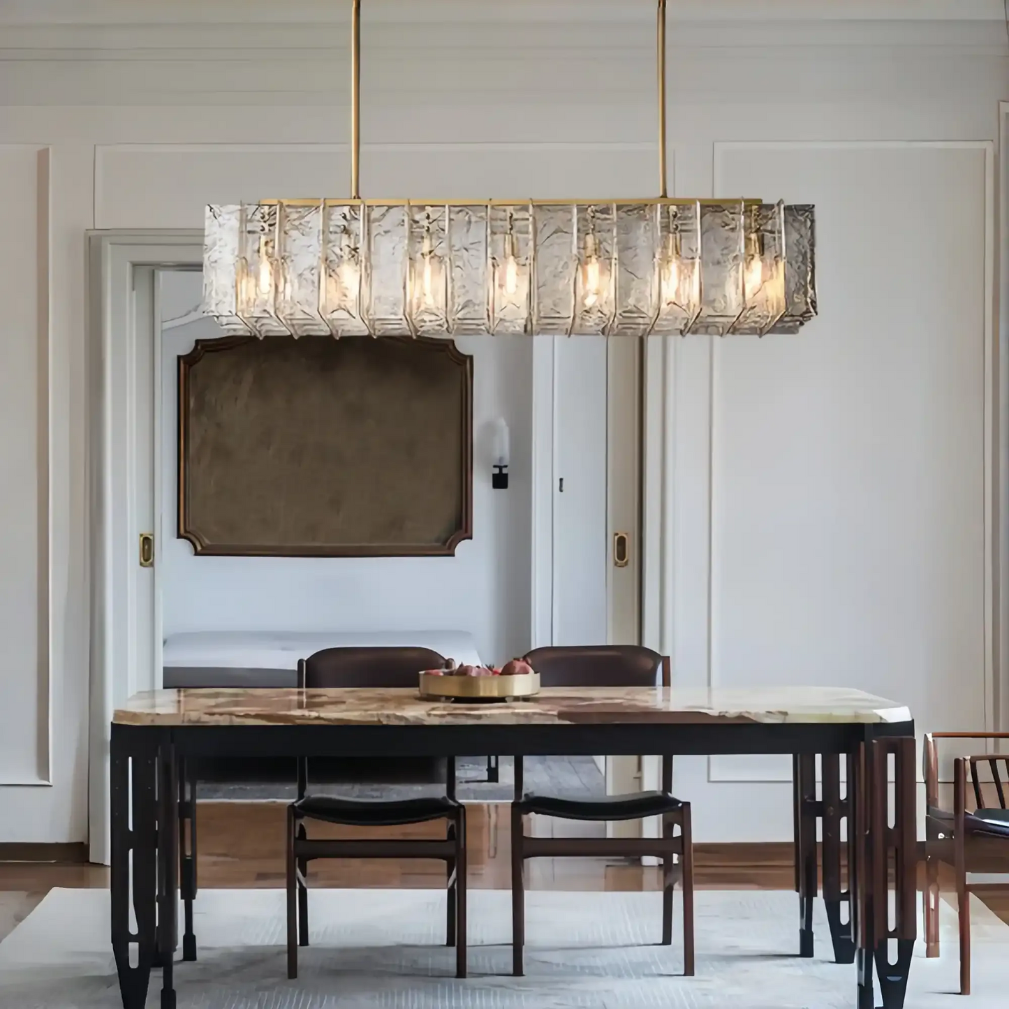 Haetic Smoke Glass Rectangular Chandelier 49'' 67''