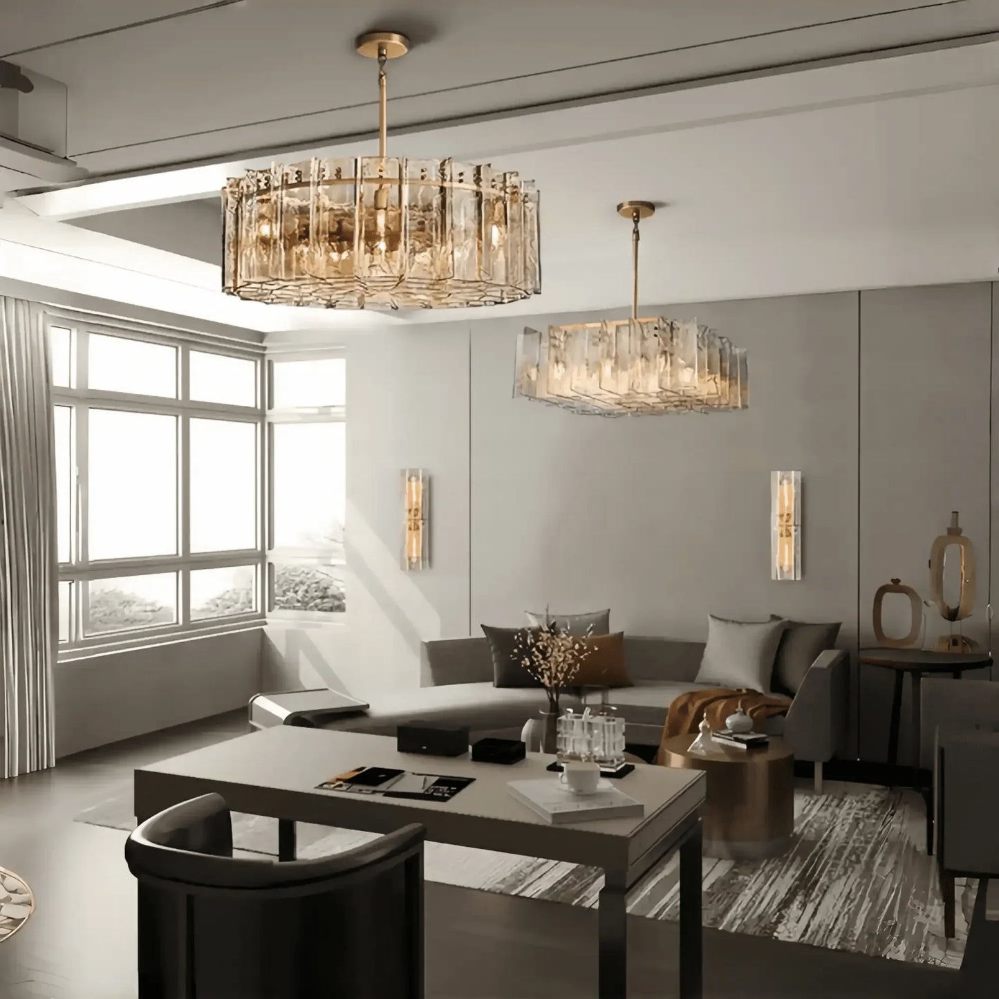Haetic Smoke Glass Round Chandelier 36'' 48''