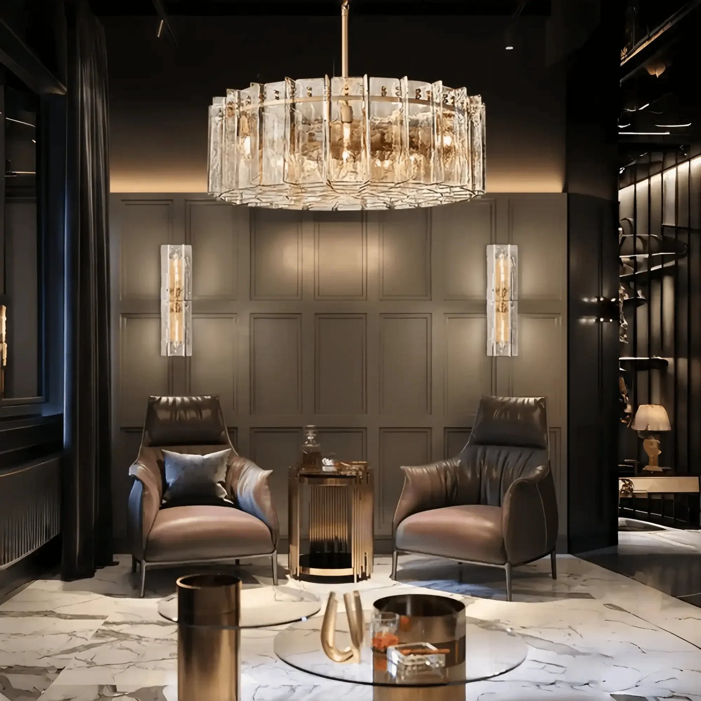 Haetic Smoke Glass Round Chandelier 36'' 48''