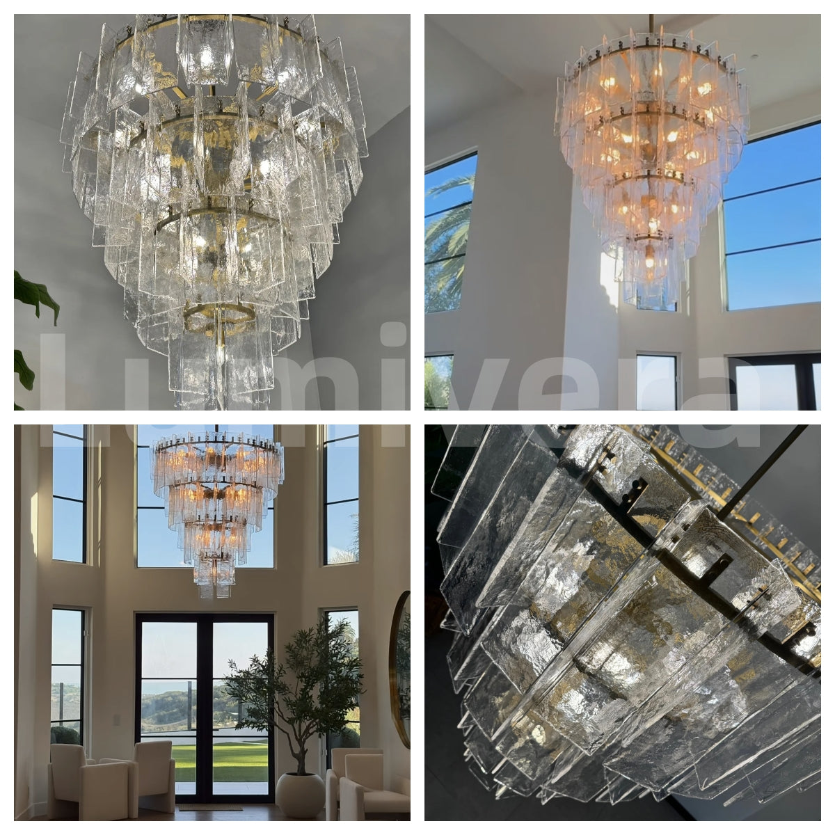 Lakkida Glass Tiered Gold Chandelier for Foyer, Living Room, Entryway