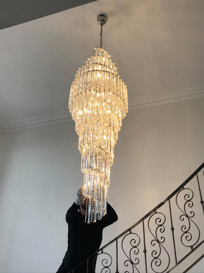 Luxury Spiral Crystal Chandelier for High-ceiling/Foyer/Staircase