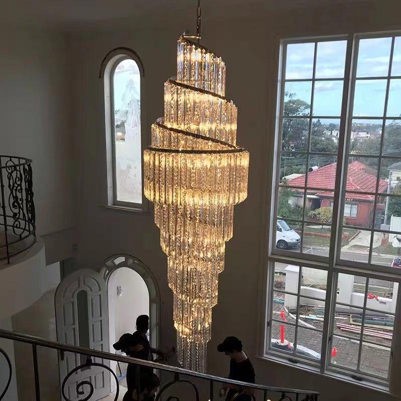 Luxury Spiral Crystal Chandelier for High-ceiling/Foyer/Staircase
