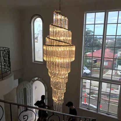 Luxury Spiral Crystal Chandelier for High-ceiling/Foyer/Staircase