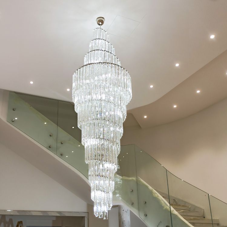 Luxury Spiral Crystal Chandelier for High-ceiling/Foyer/Staircase