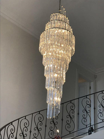 Luxury Spiral Crystal Chandelier for High-ceiling/Foyer/Staircase