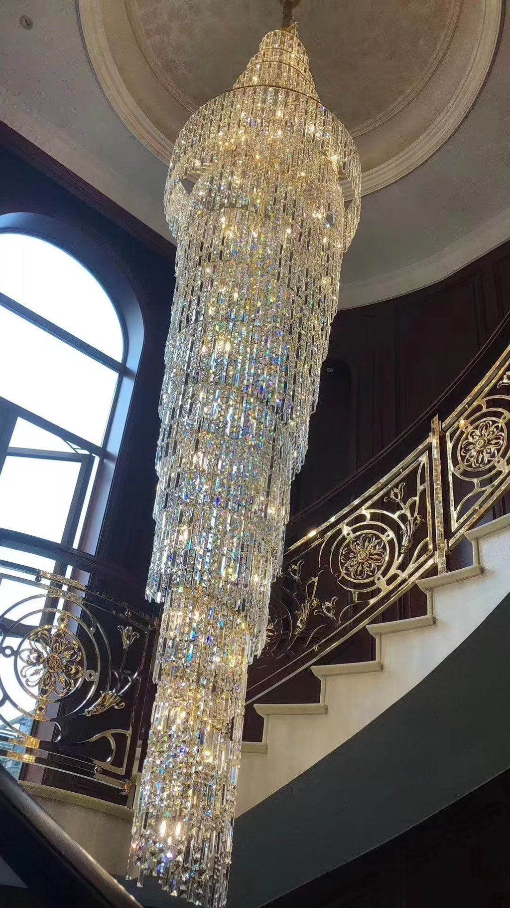Luxury Spiral Crystal Chandelier for High-ceiling/Foyer/Staircase