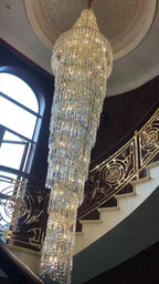 Luxury Spiral Crystal Chandelier for High-ceiling/Foyer/Staircase