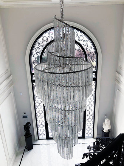 Luxury Spiral Crystal Chandelier for High-ceiling/Foyer/Staircase