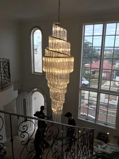 Luxury Spiral Crystal Chandelier for High-ceiling/Foyer/Staircase