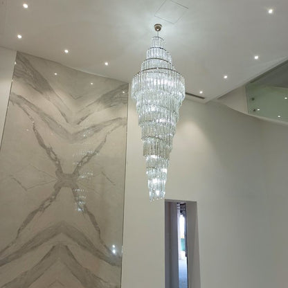 Luxury Spiral Crystal Chandelier for High-ceiling/Foyer/Staircase