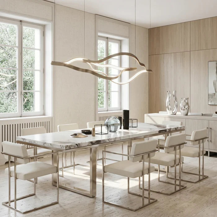 Modern Simple Brass Waving Chandelier