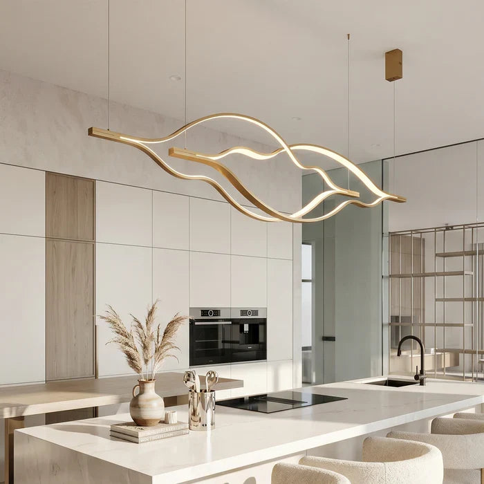 Modern Simple Brass Waving Chandelier