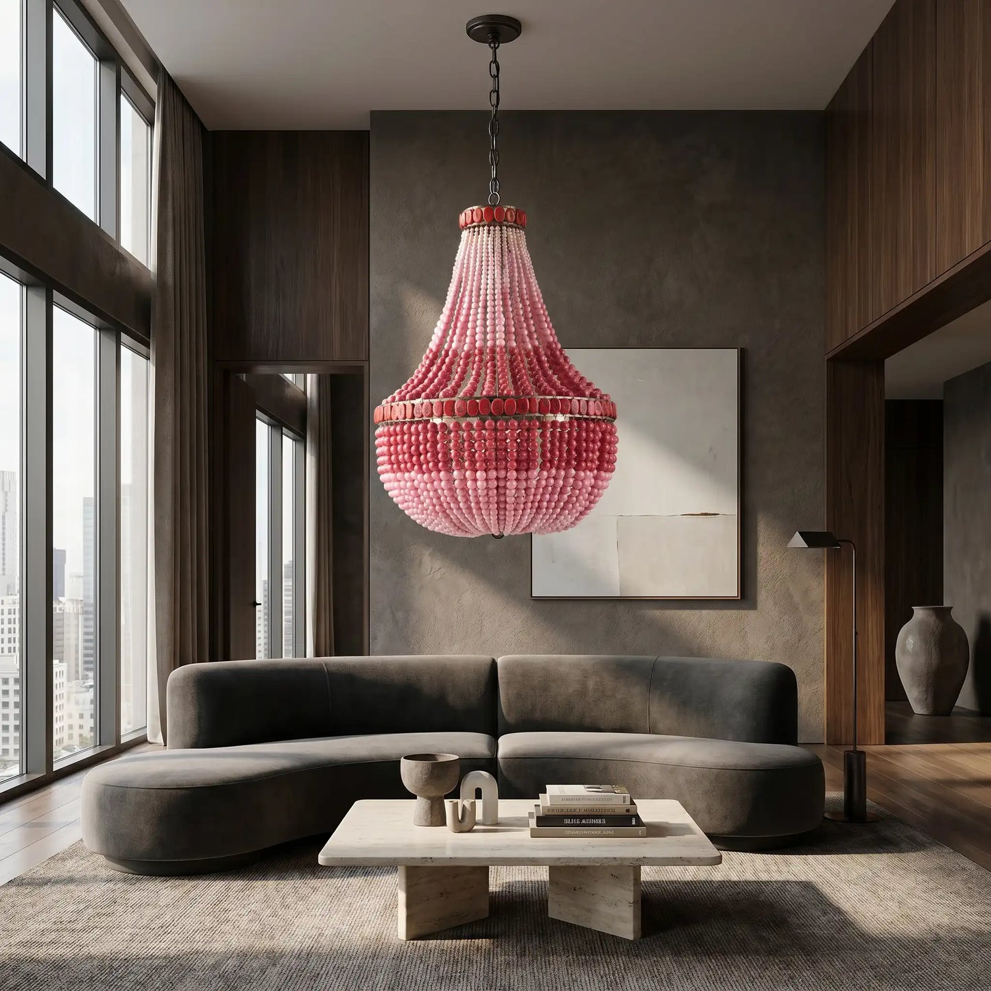 Pink Ombre Beaded Chandelier