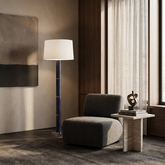 Navy Textured Floor Lamp