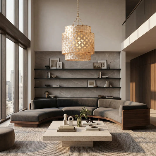 Layered Capiz Shell Pendant Chandelier