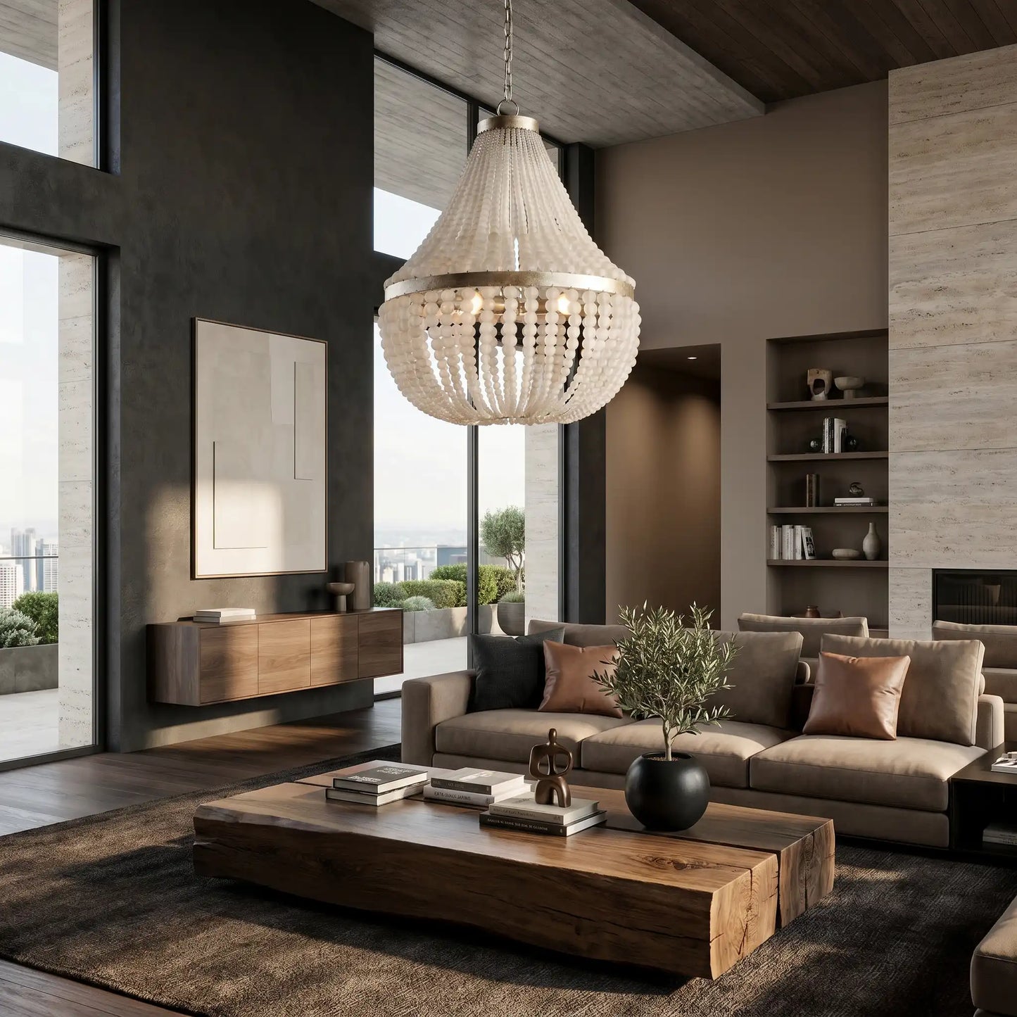 White Beaded Chandelier