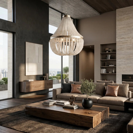 White Beaded Chandelier