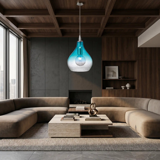 Blue Ombre Glass Pendant Light