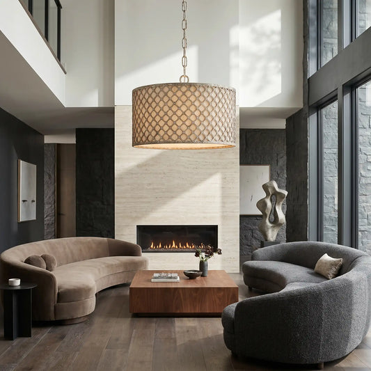 White Beaded Pendant Chandelier