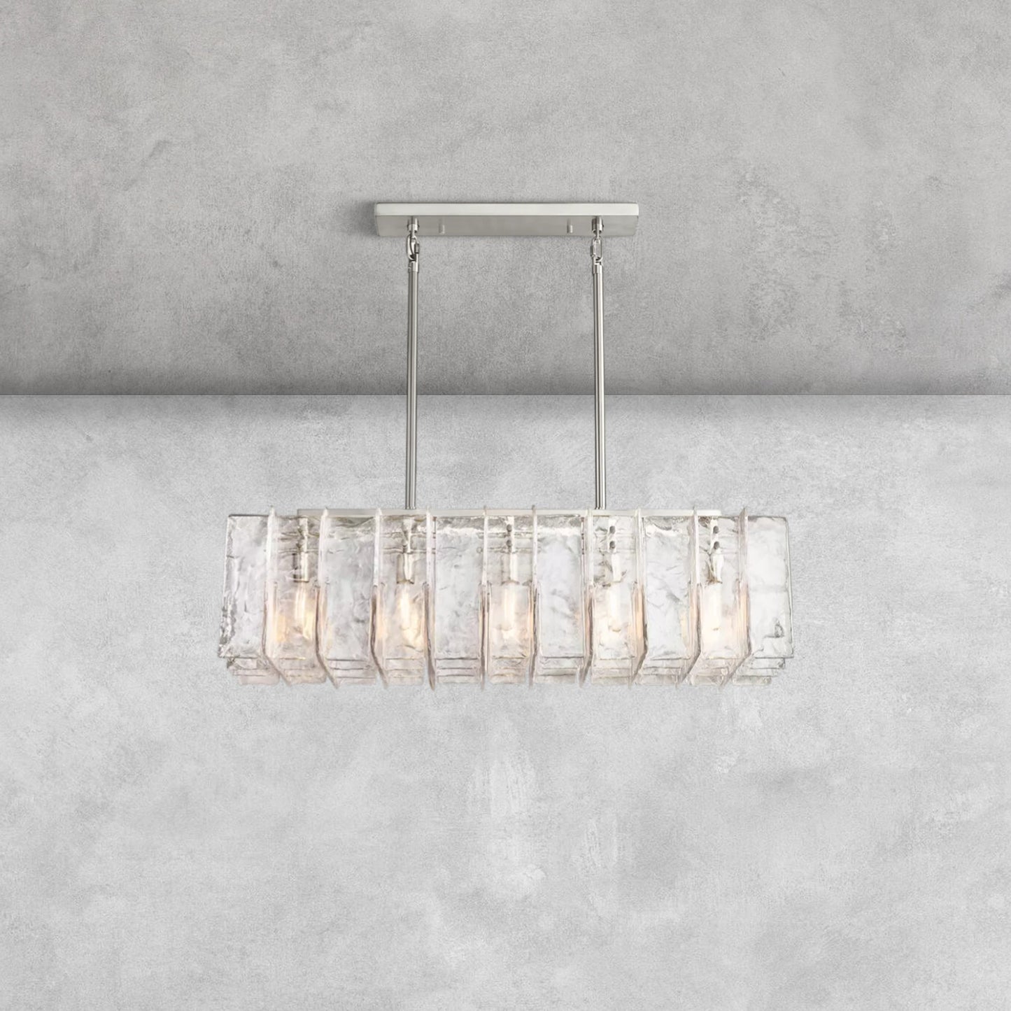 Haetic Smoke Glass Rectangular Chandelier 49'' 67''