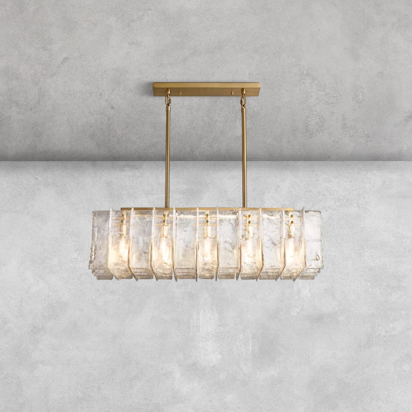Haetic Smoke Glass Rectangular Chandelier 49'' 67''