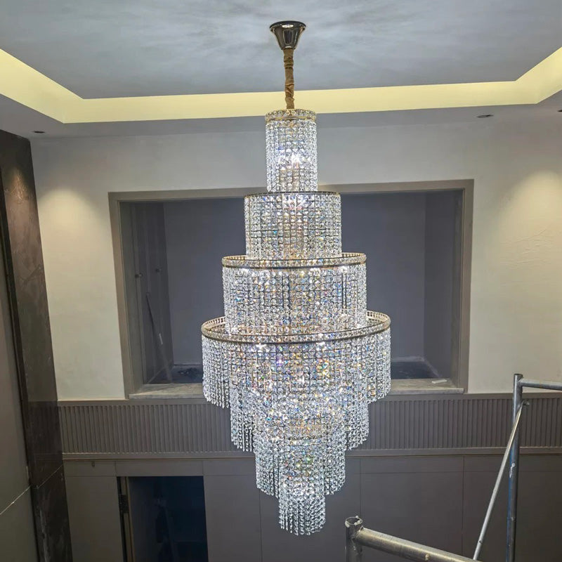 Merlin Tiered Crystal Foyer Chandelier
