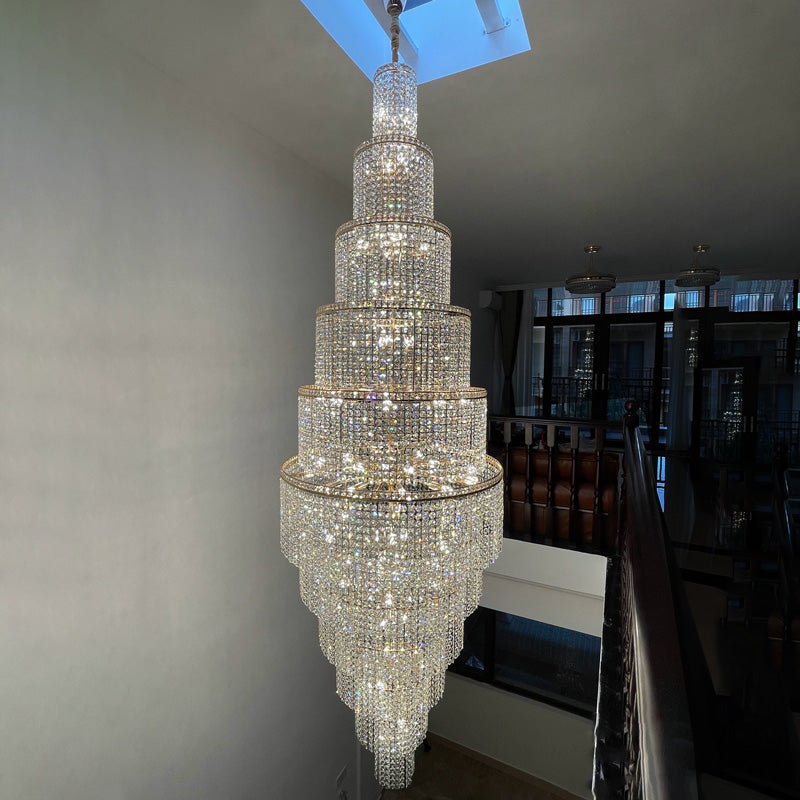 Merlin Tiered Crystal Foyer Chandelier