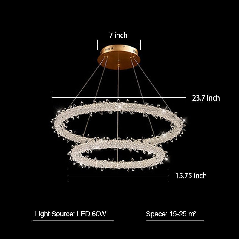 Modern 3-Ring Halo Crystal Chandelier for Living Room/Bedroom