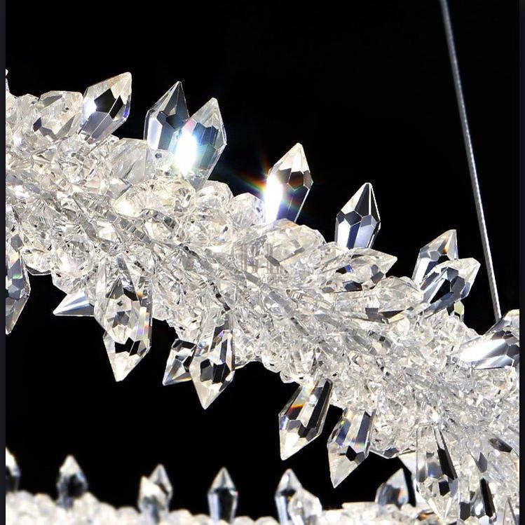 Modern 3-Ring Halo Crystal Chandelier for Living Room/Bedroom
