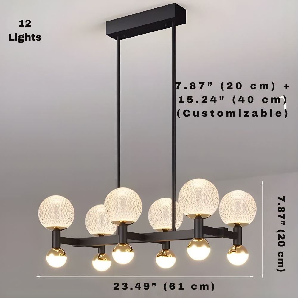 Modern Black Linear Dining Room Chandelier 12/16 Lights